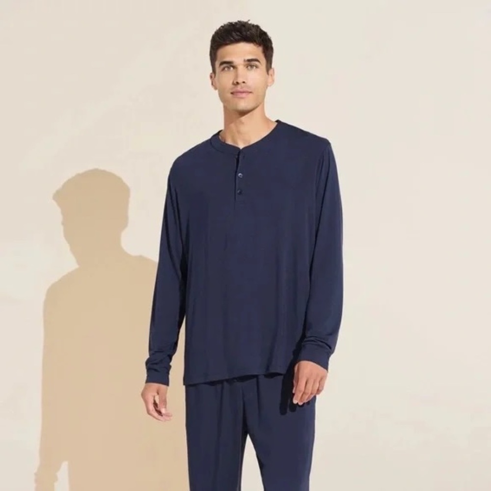 Eberjey Henry TENCEL™ Modal Long Sleeve Navy Blue Henley